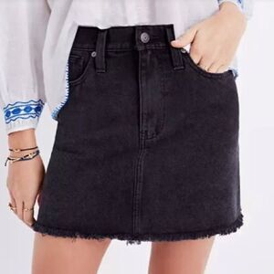 MADEWELL McCarren Raw-Hem Denim Jean Mini Skirt Black 27